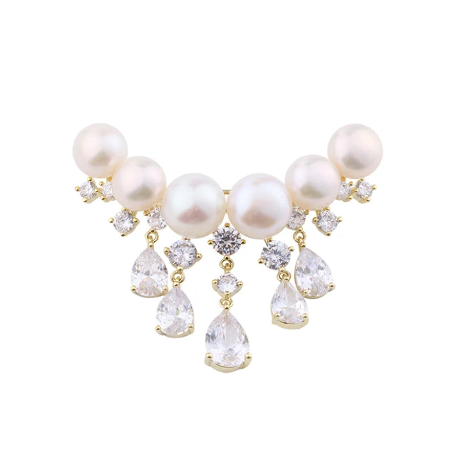 Broche Pérola com Pingente Elegante Feminino
