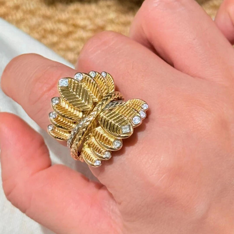 Design de inspiração cameo retro folha pena anéis para mulheres estilo tribunal requintado anel de luxo encantos banquete jóias presente