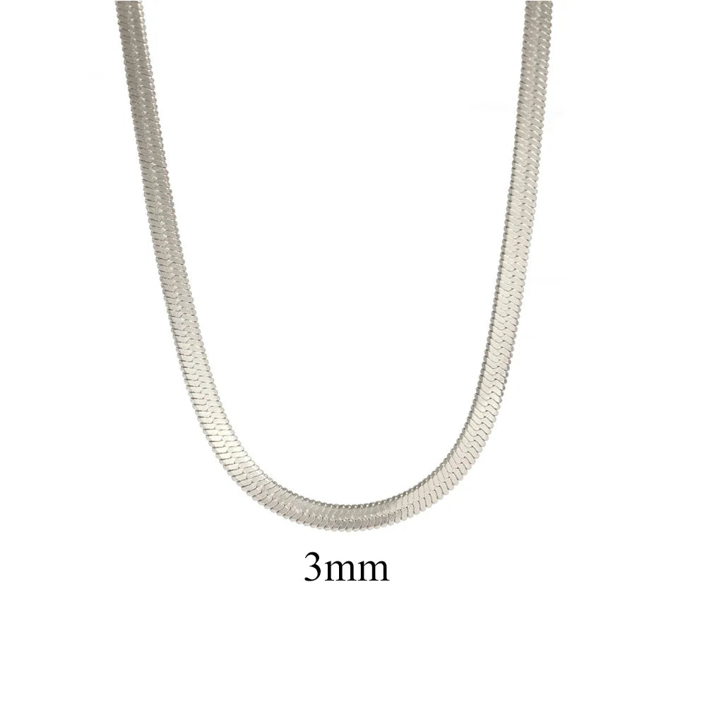 Pvd banhado a ouro 316l colar de aço inoxidável 2 3 4 5mm de largura colar de corrente de cobra para acessórios femininos atacado