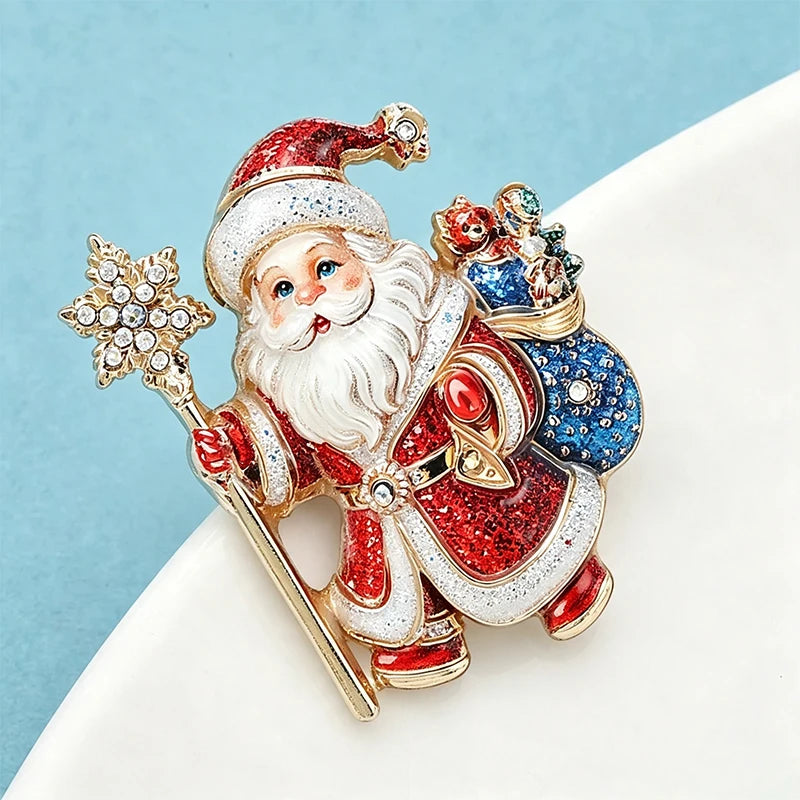 Broche Papai Noel com Strass Design Elegante Feminino