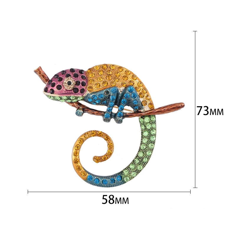 Broche Camaleão com Strass - Elegância e Estilo
