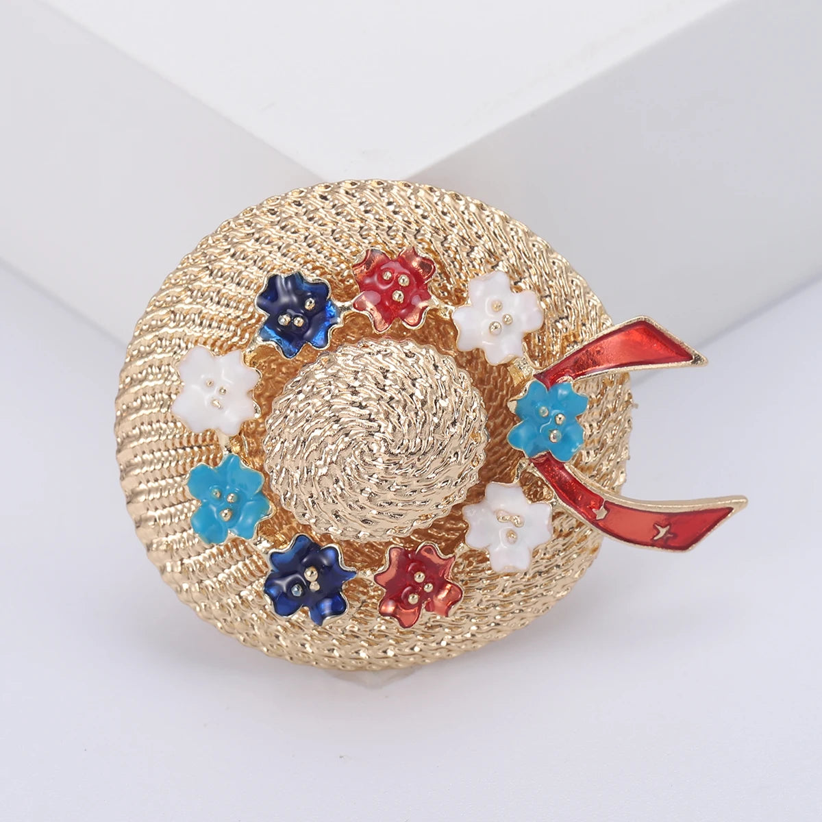 Broche Chapéu de Sol com Strass Elegante Feminino Luxo