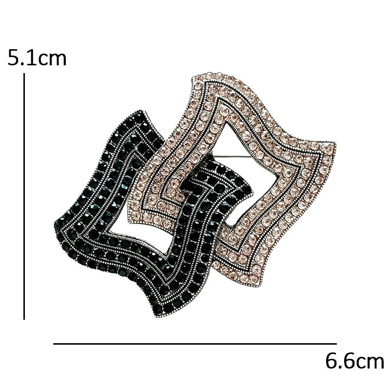 Broche Geométrico Vintage com Strass Elegante Feminino