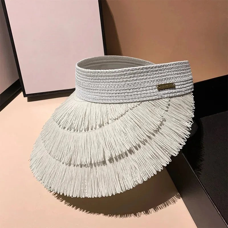 Chapéu de Palha Feminino com Franja e Proteção UV