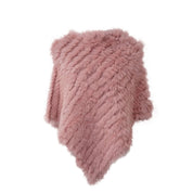 Real pele de coelho de malha natural poncho colete moda envoltório casaco xale senhora cachecol pele natural festa de casamento atacado capa
