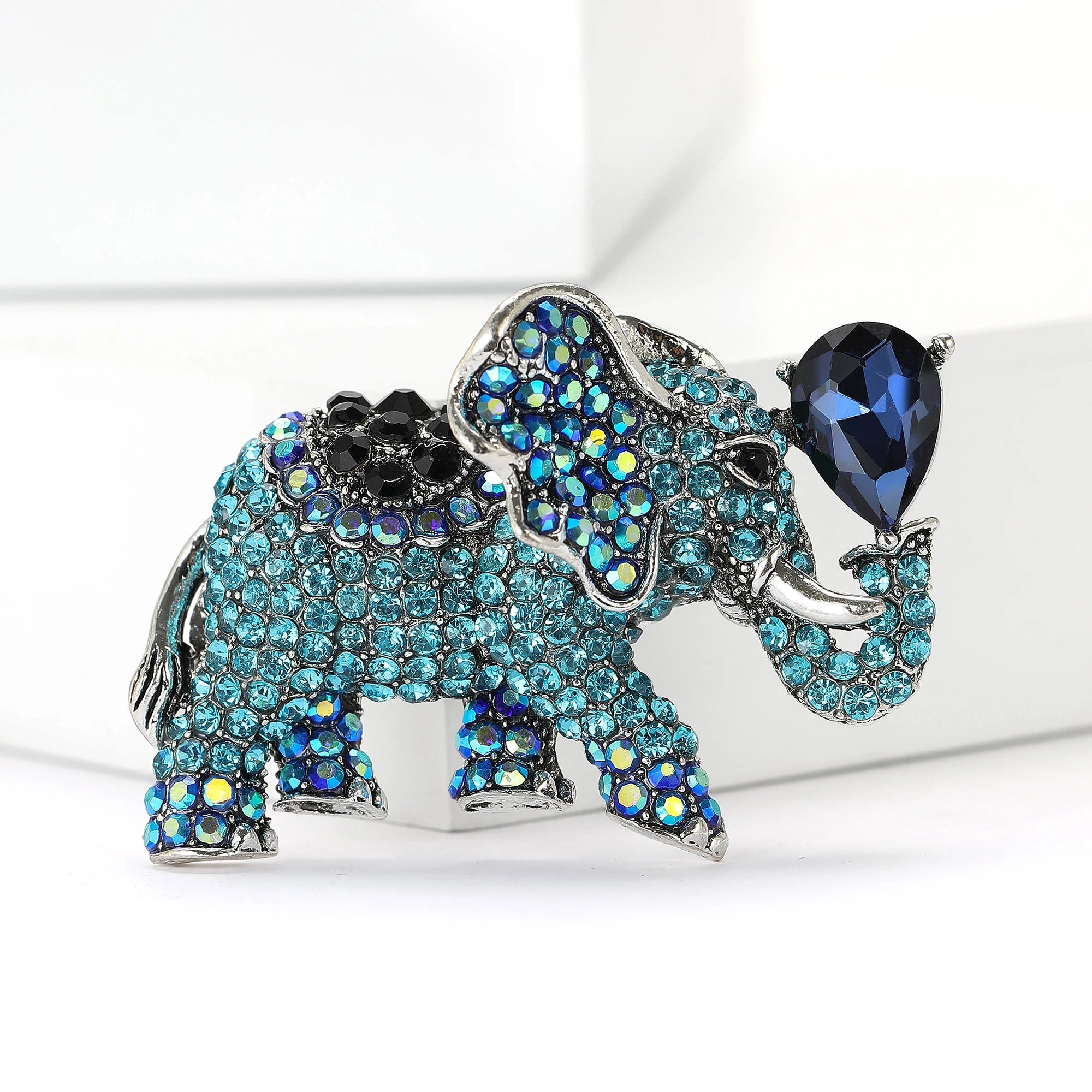 Broches de elefante de strass de luxo para mulheres unissex esmalte animal pinos banquete festa mochila presentes acessórios de joias