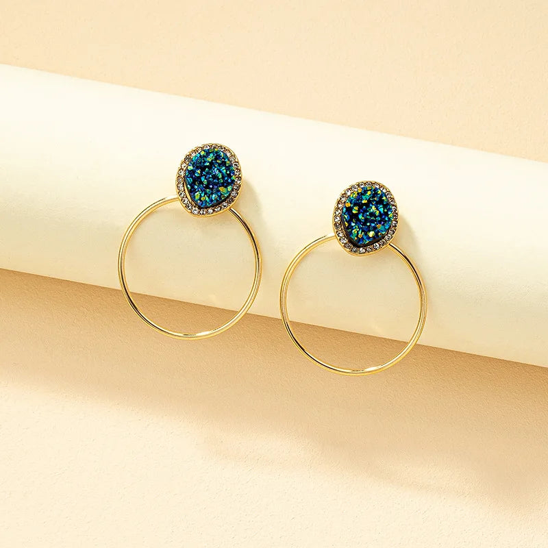Geométrica Circular Brincos para Mulheres, Holiday Party Gift, OL Moda Jóias, Acessórios de Orelha Retro, E453