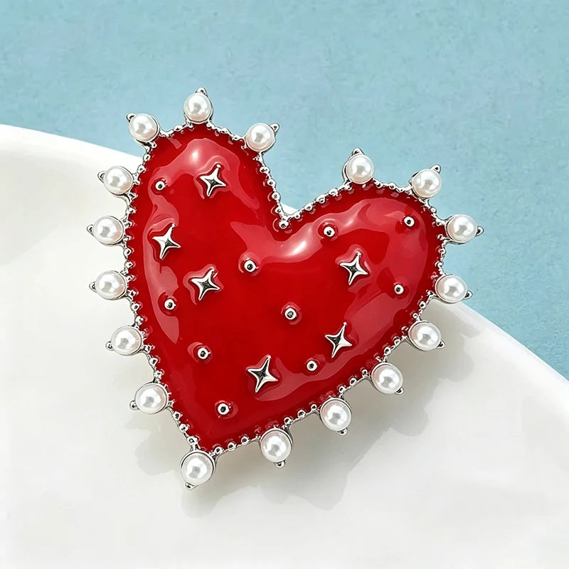 Broche Coração com Pérola Design Elegante Feminino
