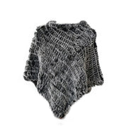 Real pele de coelho de malha natural poncho colete moda envoltório casaco xale senhora cachecol pele natural festa de casamento atacado capa