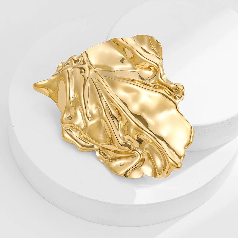 Loe |   Broche geométrico de aço inoxidável, novo banhado a ouro 18k, acessórios de roupas, joias irregulares de alta qualidade