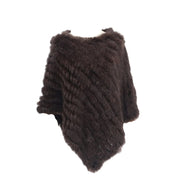 Real pele de coelho de malha natural poncho colete moda envoltório casaco xale senhora cachecol pele natural festa de casamento atacado capa