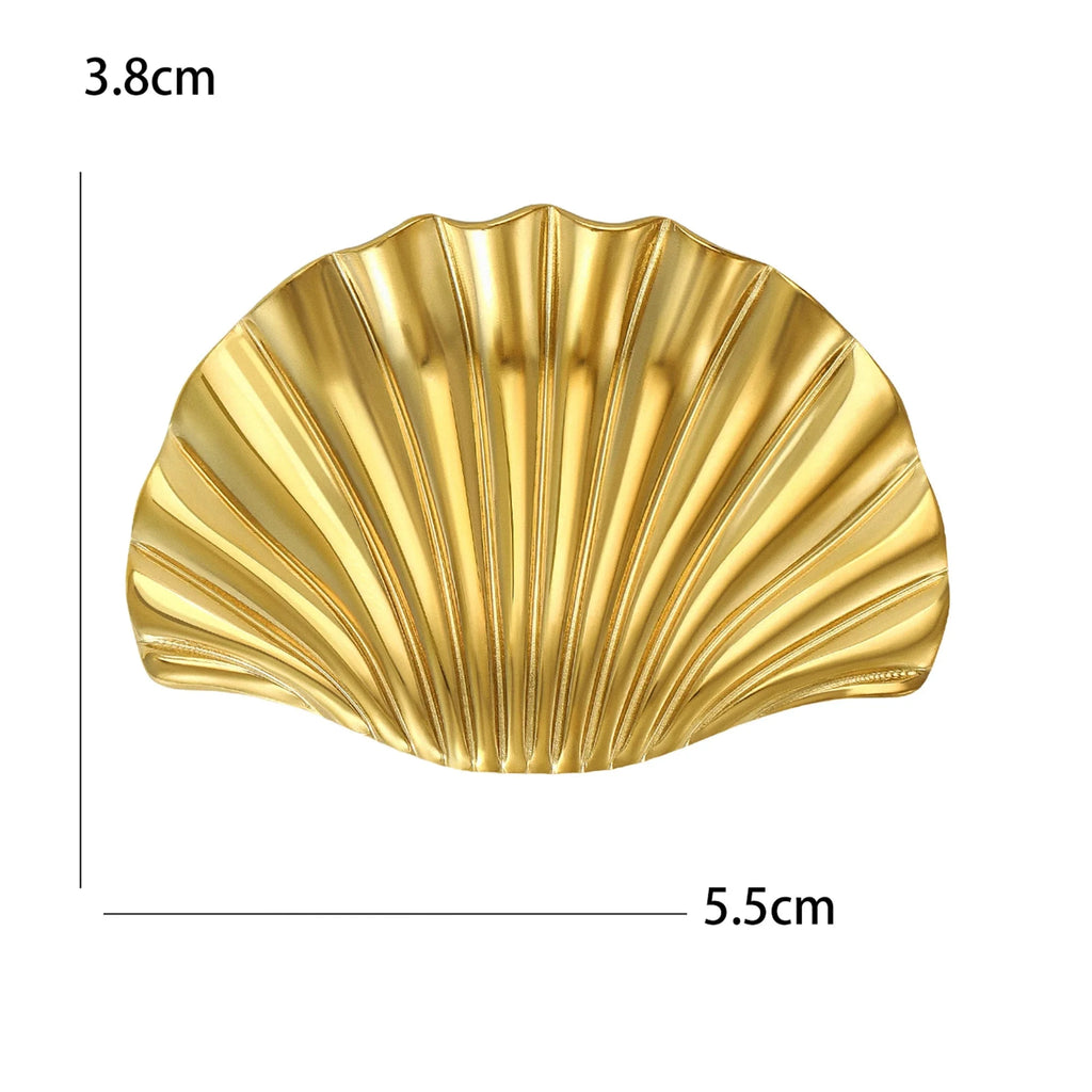 Broche Concha Metálica com Strass Design Elegante Feminino