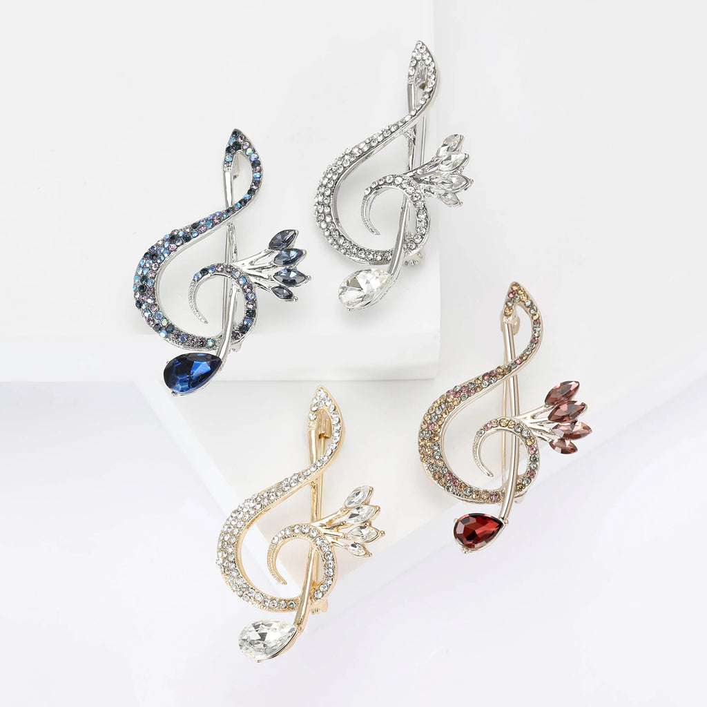 Beaut & berry luxo strass música nota broches para mulheres unissex glamour pinos casual acessórios de festa presentes de ano novo amigos