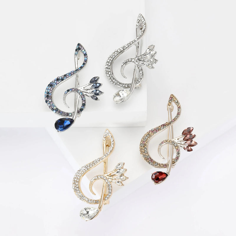 Beaut & berry luxo strass música nota broches para mulheres unissex glamour pinos casual acessórios de festa presentes de ano novo amigos