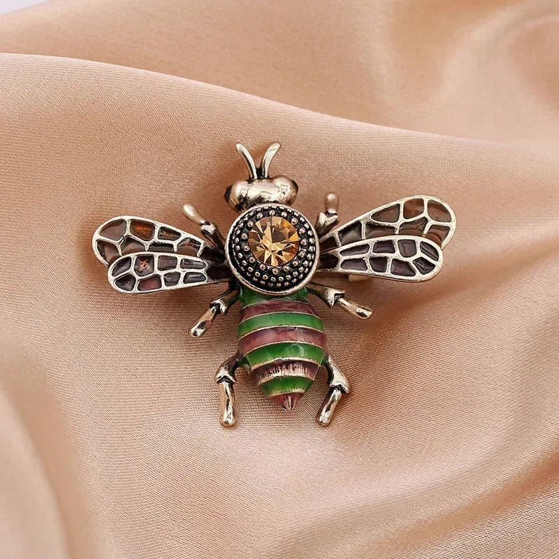 Skeds clássico vintage grande strass abelha broches pinos para mulheres luxo cristal inseto jóias terno roupas broche pino emblemas