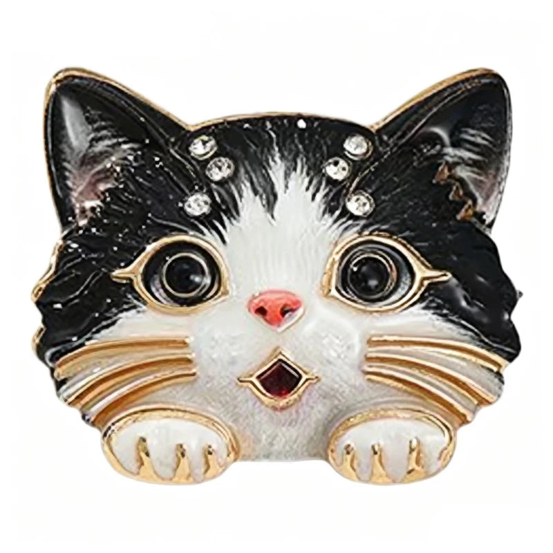 Broche Gato com Strass Design Elegante Feminino