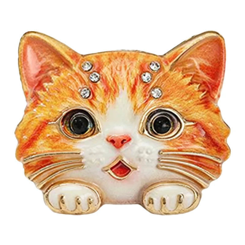 Broche Gato com Strass Design Elegante Feminino