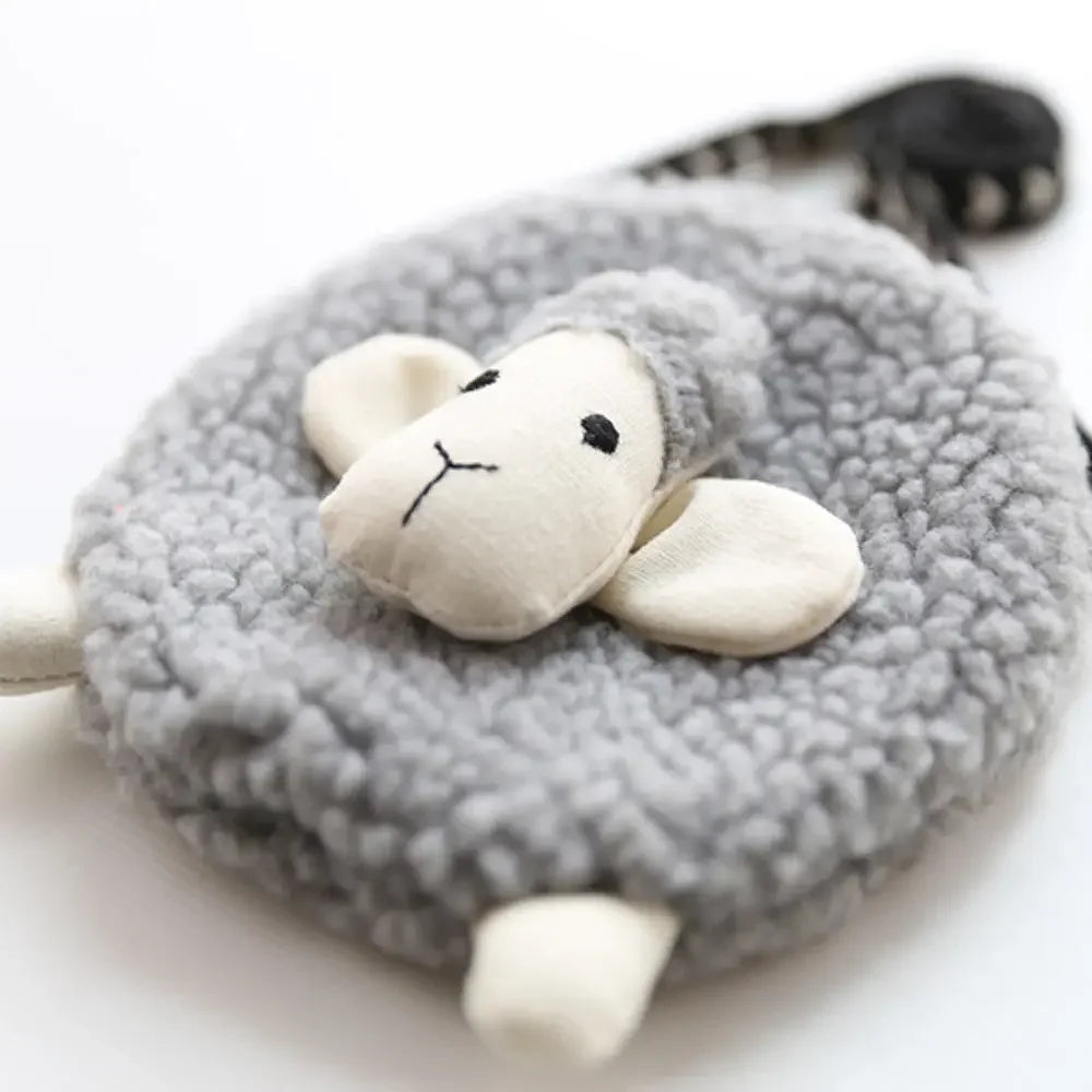 Sheep Shape Crossbody Bag para meninas, Mini Coin Purse, Carteira bonito para crianças, Plush Soft Sweet Purses, Organizador da criança