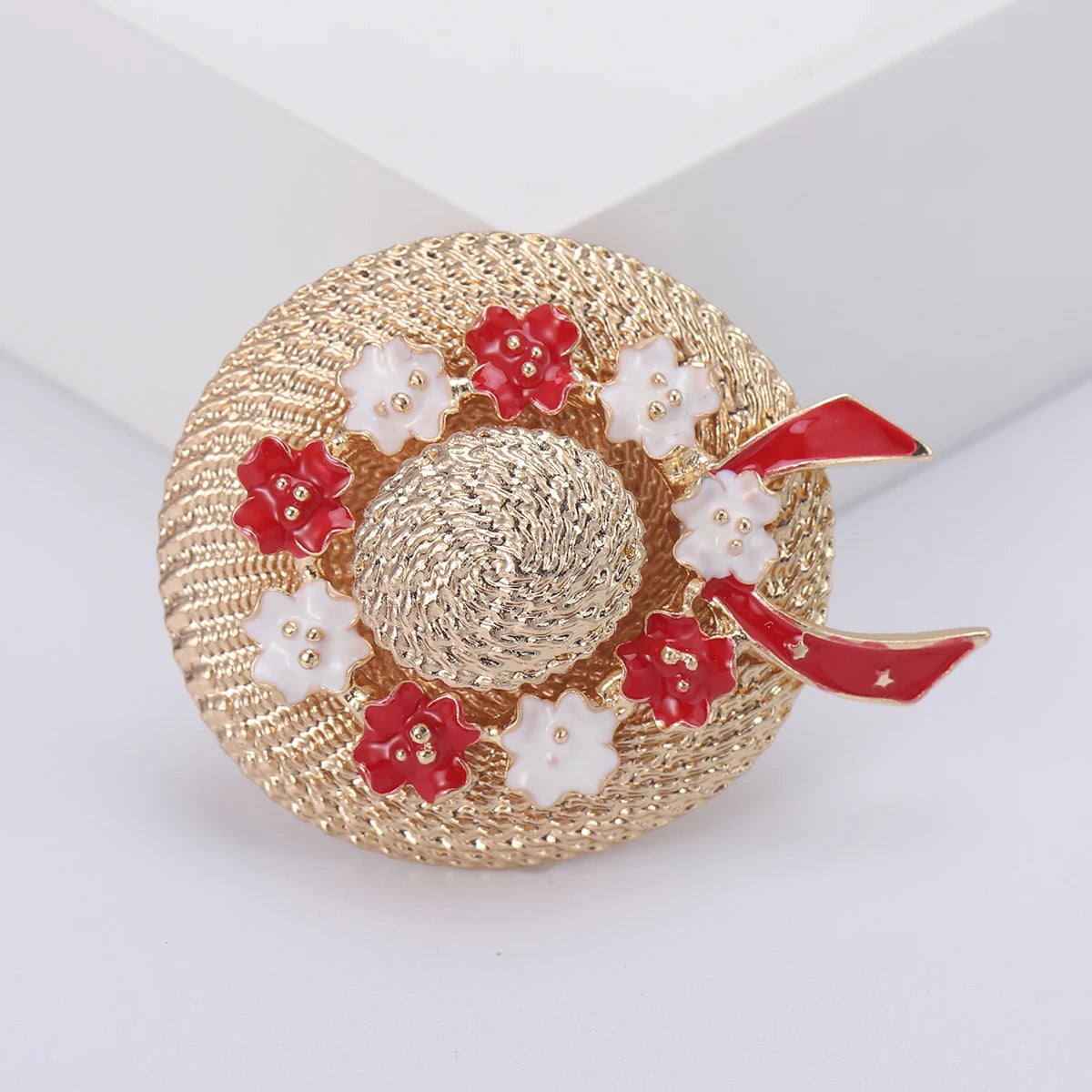 Broche Chapéu de Sol com Strass Elegante Feminino Luxo