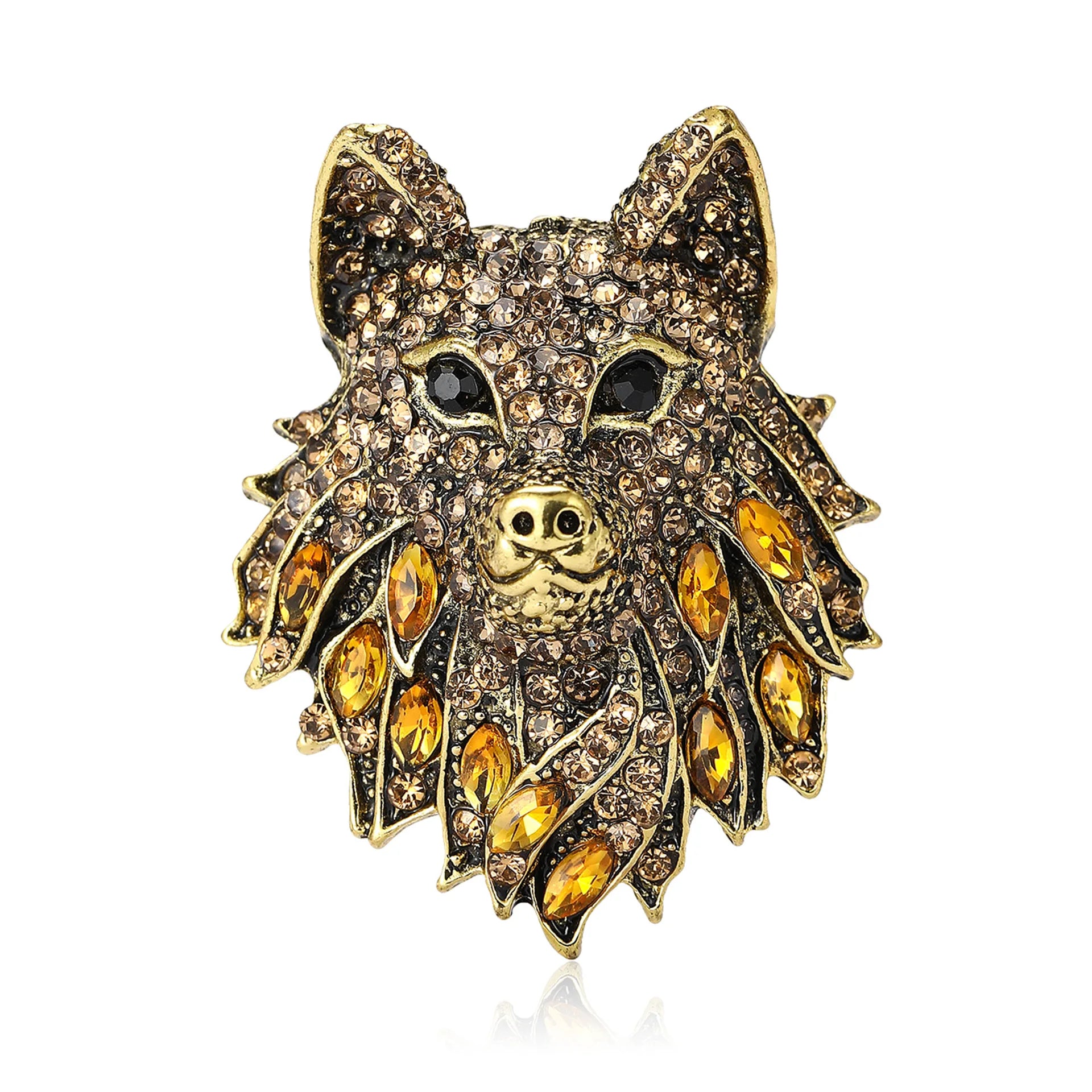 Requintado liga strass lobo cabeça broche high-end terno masculino casaco pinos acessório para festa