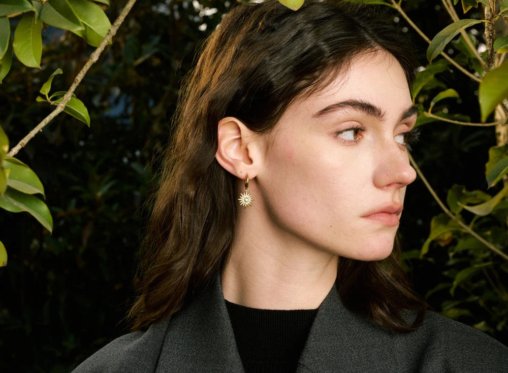 Yhpup requintado incrustado zircônia sol gota brincos de argola para mulheres aço inoxidável delicado jóias diárias hipoalergênico