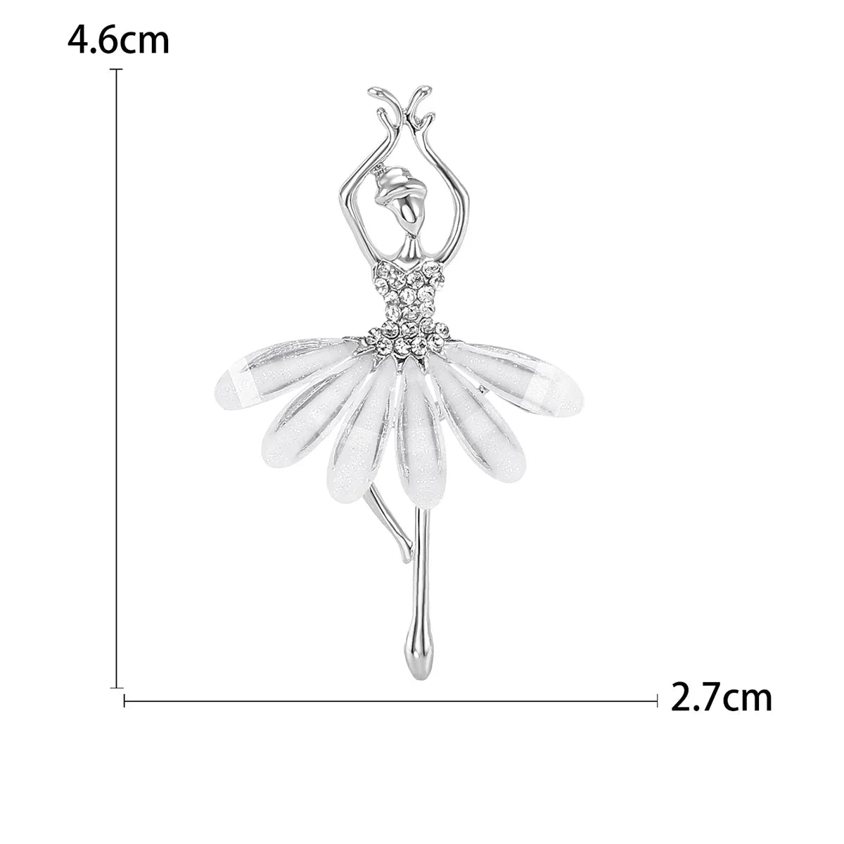 Broche Bailarina Esmaltado com Strass Elegante Feminino
