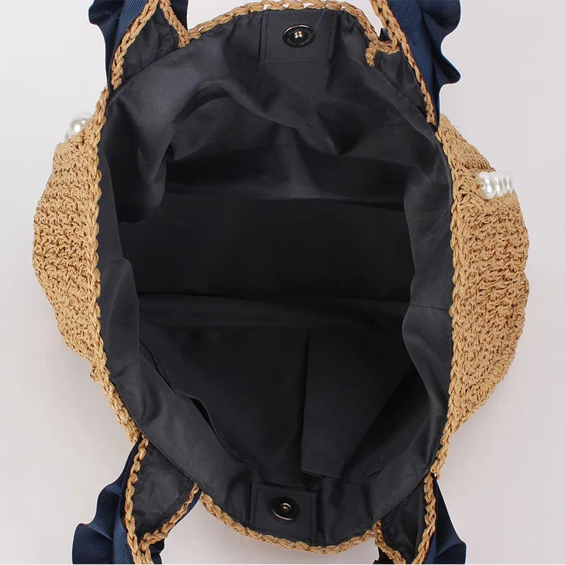 Bolsa feminina verão praia saco artesanal palha tecido totes bolsa feminina bohemia novo