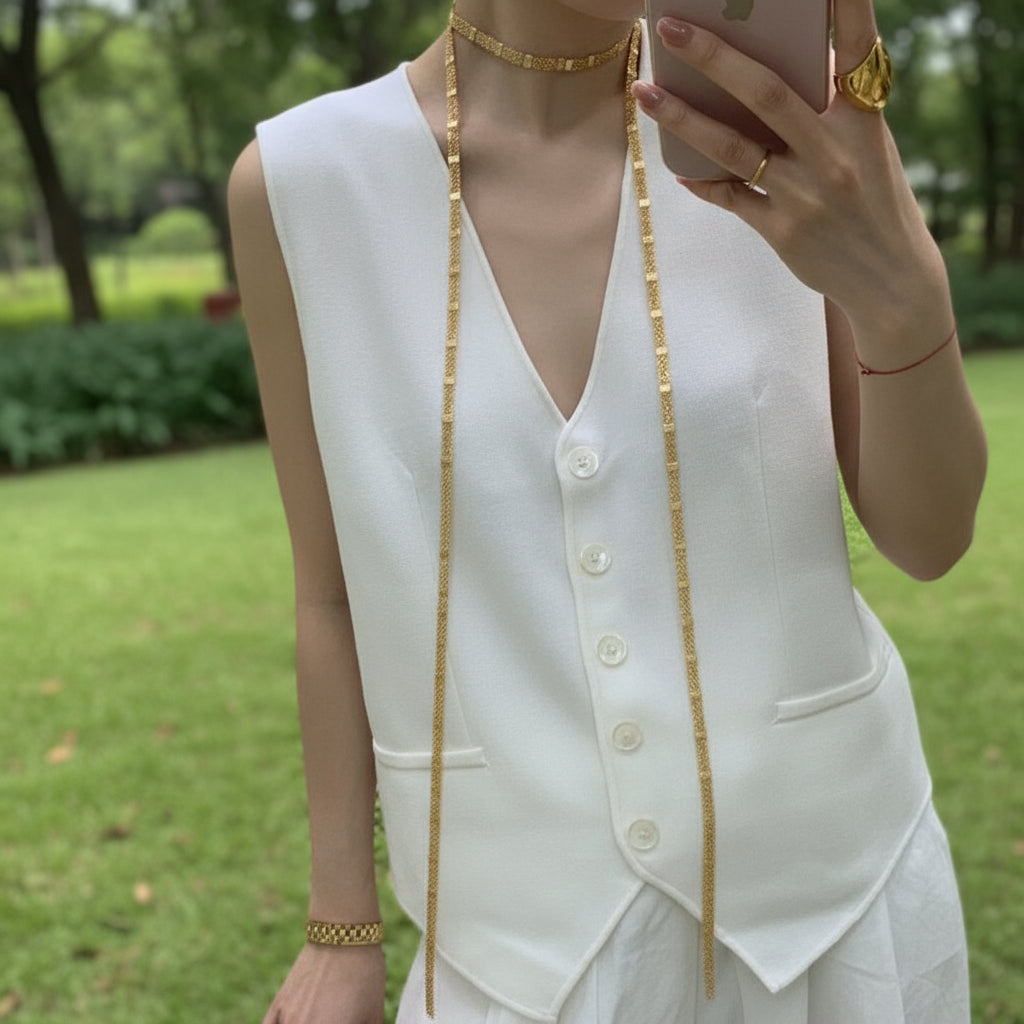 2025 moda masculina e feminina quadrado extra longo borla luz luxo high end multi camada empilhado colar presente