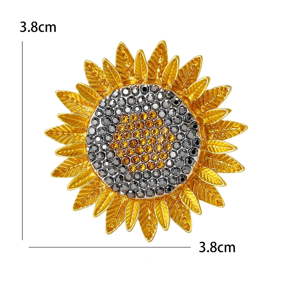 Broche Girassol com Cristais Design Elegante Feminino