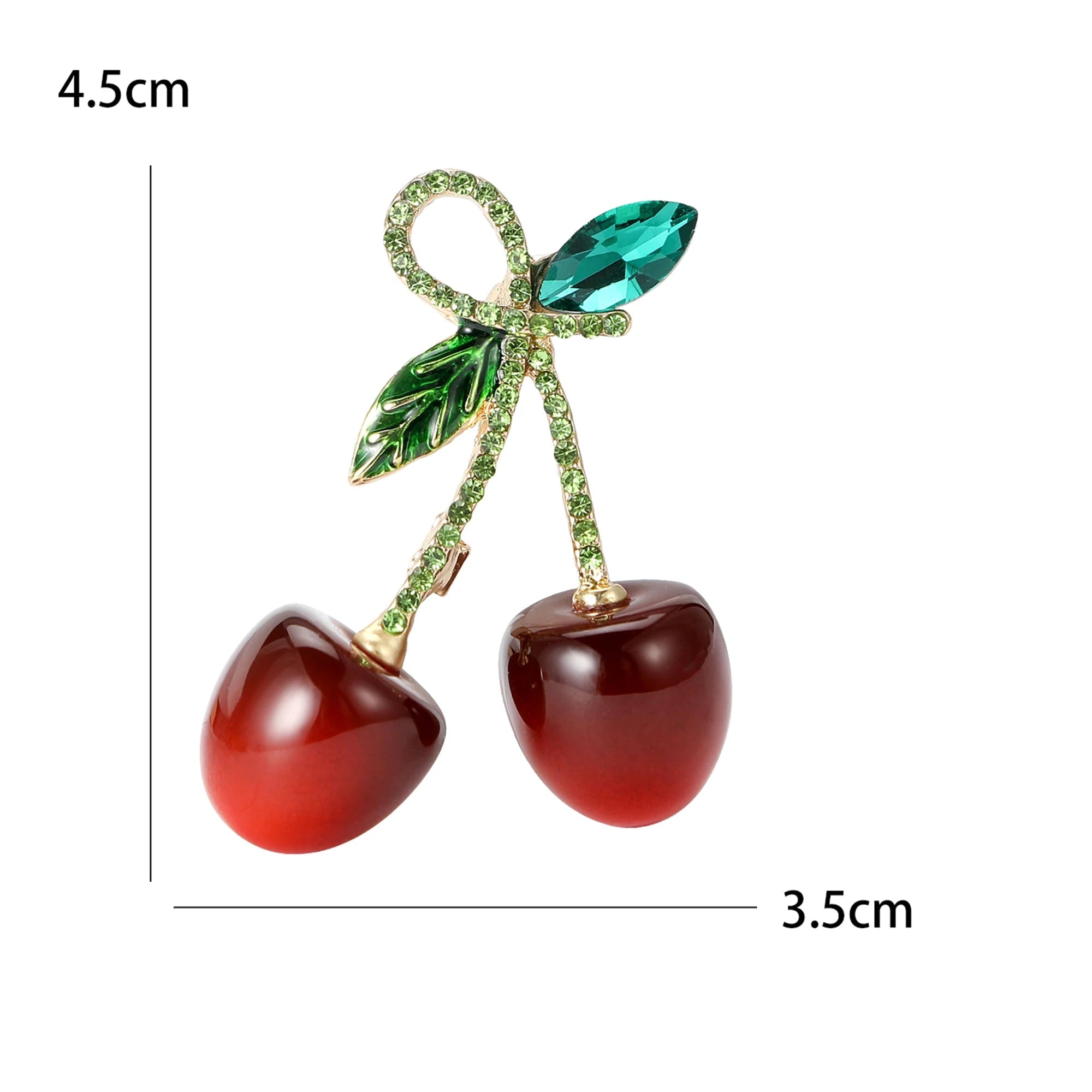 Broches de cereja esmalte para mulheres, Unisex Rhinestone Fruit Pins, Banquete Party Backpack Presentes, Acessórios de jóias