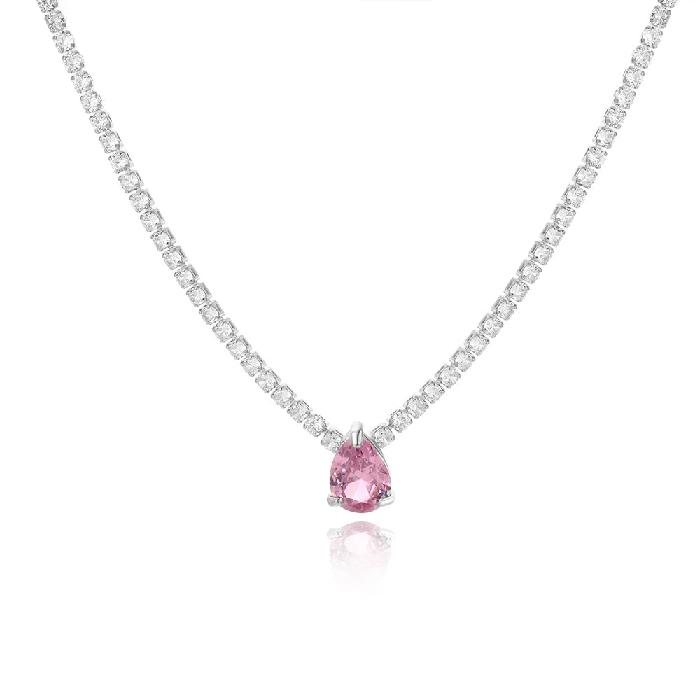 Shinny conjunto de jóias de pedra de cristal completo para mulheres luxo amor coração zircônia cúbica tênis pulseira gelada para fora corrente colar casamento