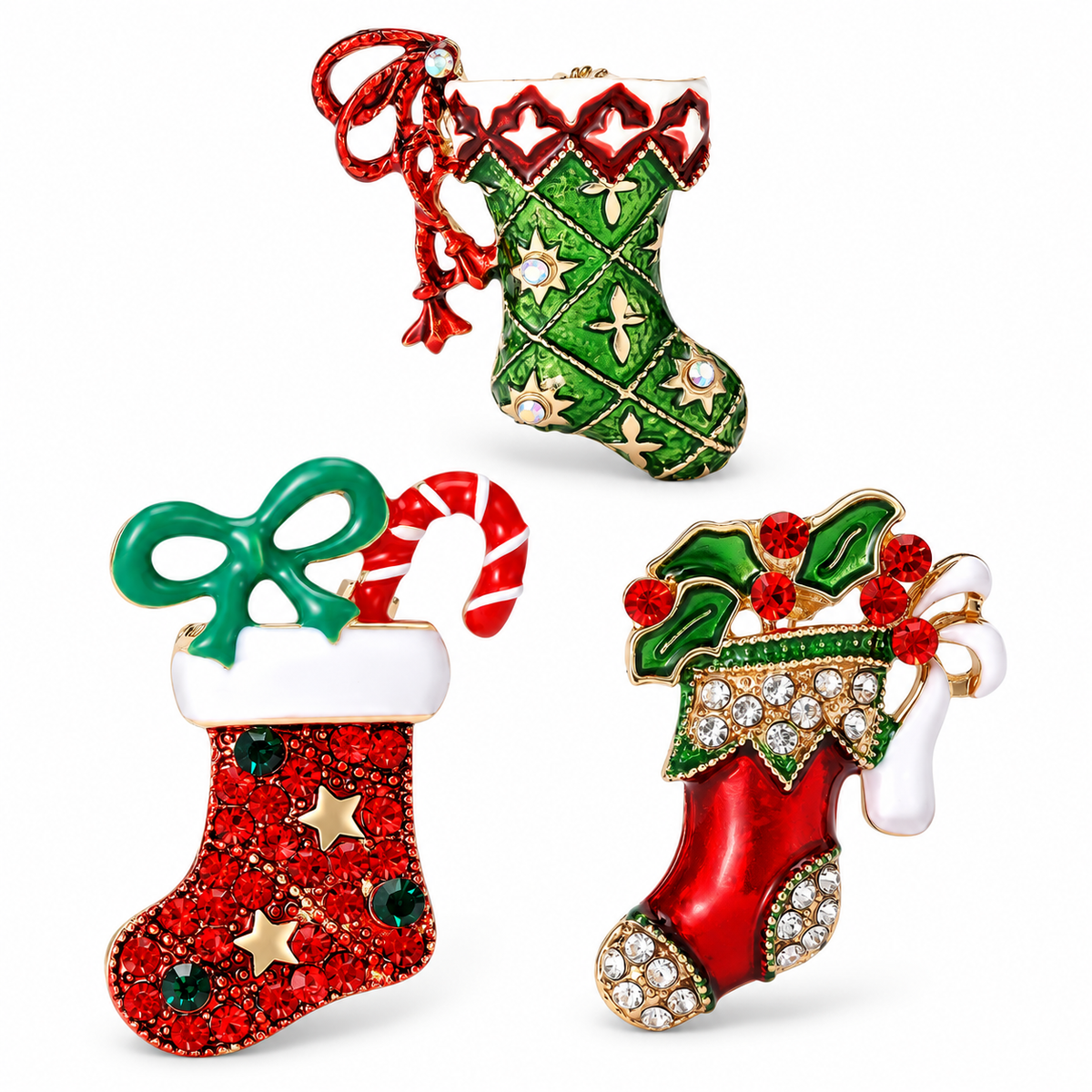 Broche Meia de Natal com Strass