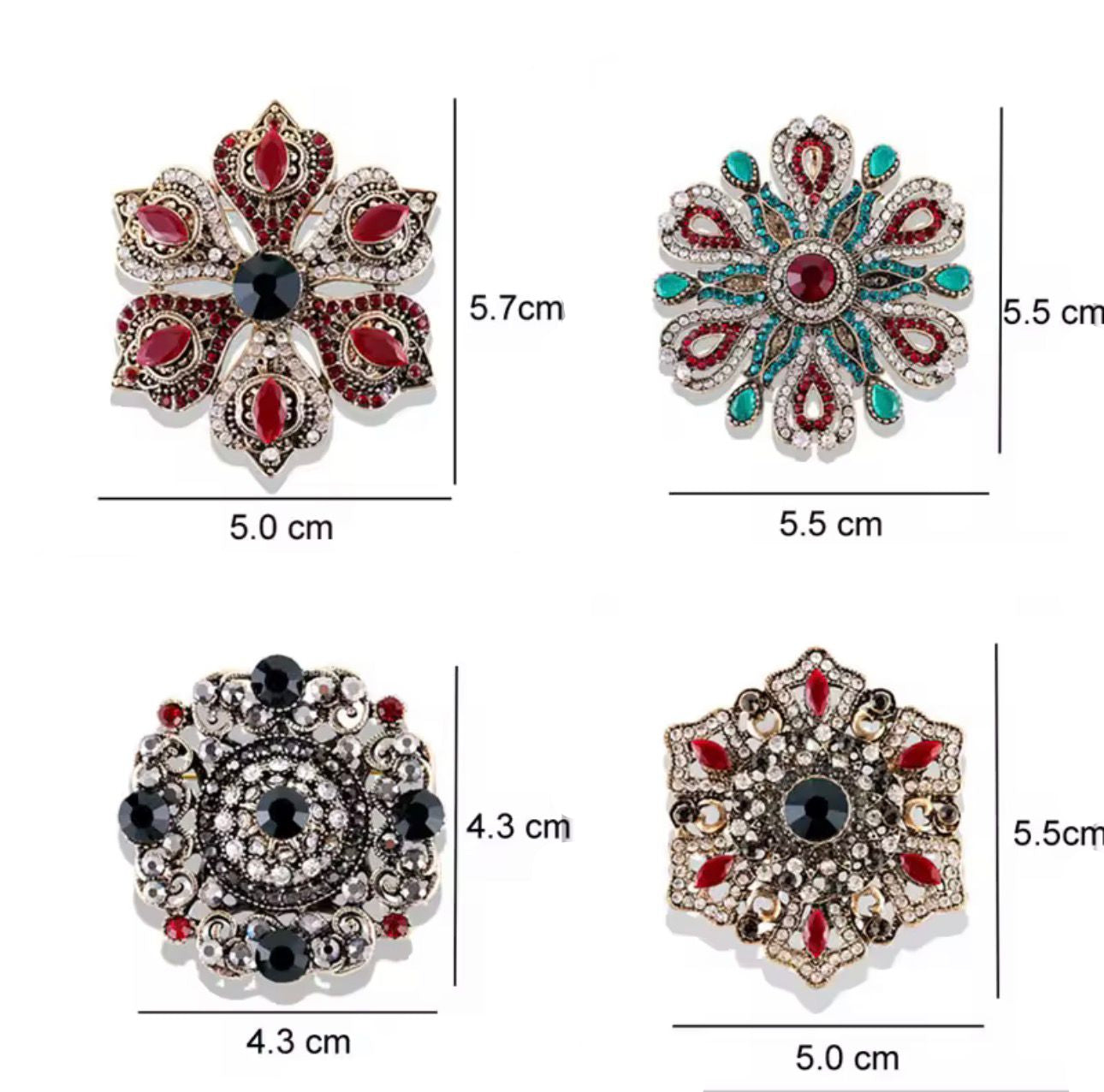 Broche Vintage Barroco com Detalhes Geométricos