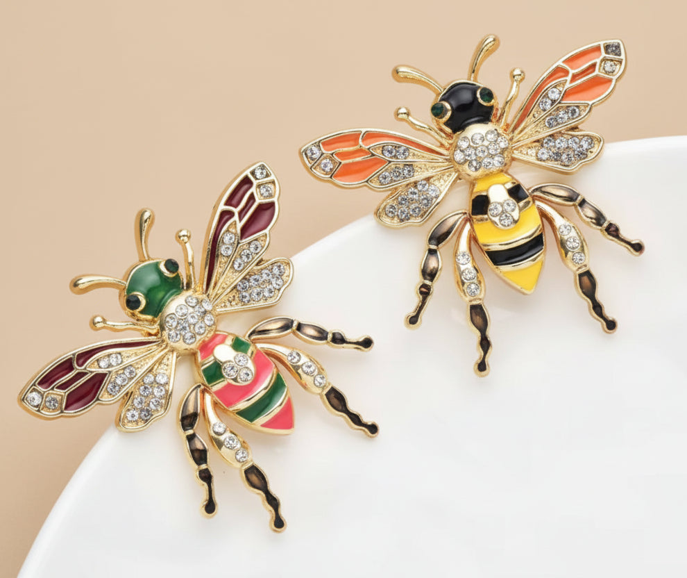 Broches Elegantes de Esmalte com Design de Abelha