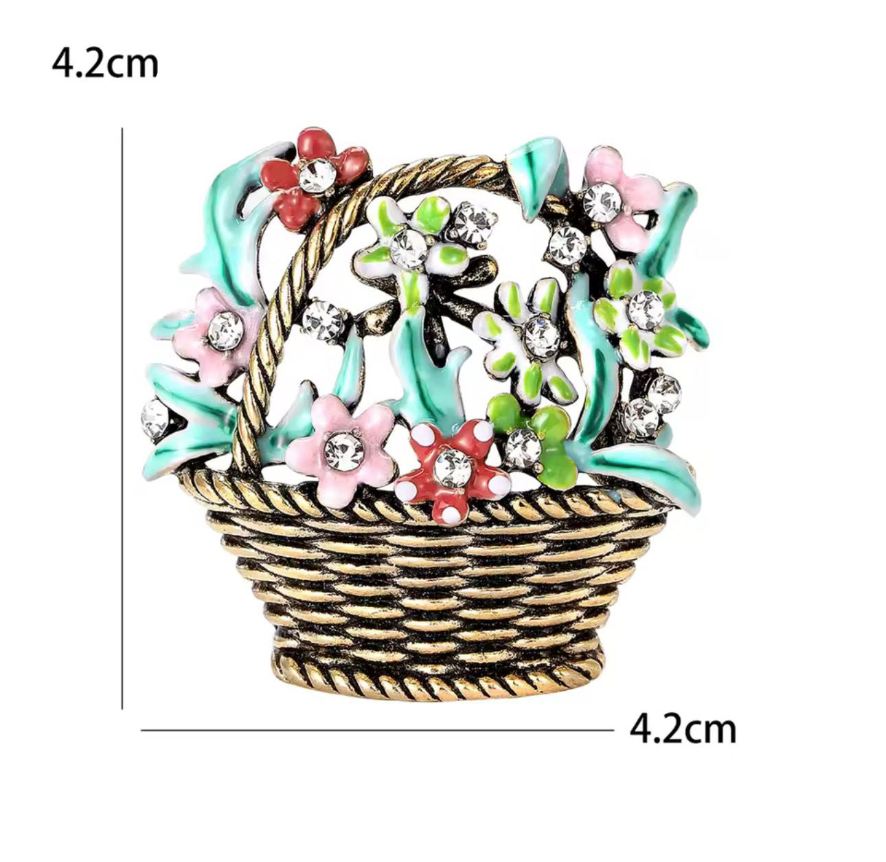 Broche Cesta de Flores Esmaltado