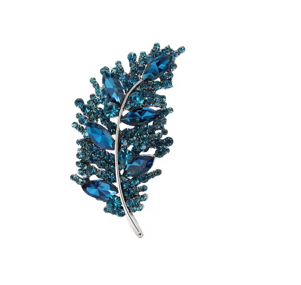 Broche de Folha com Strass Elegante para Mulheres