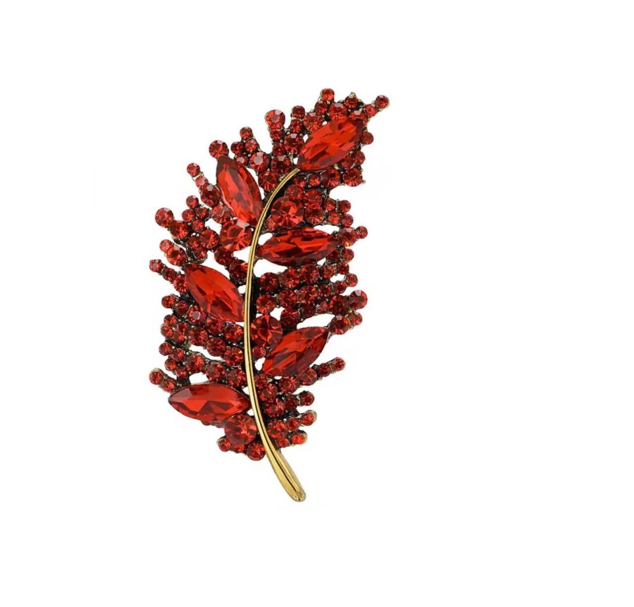 Broche de Folha com Strass Elegante para Mulheres