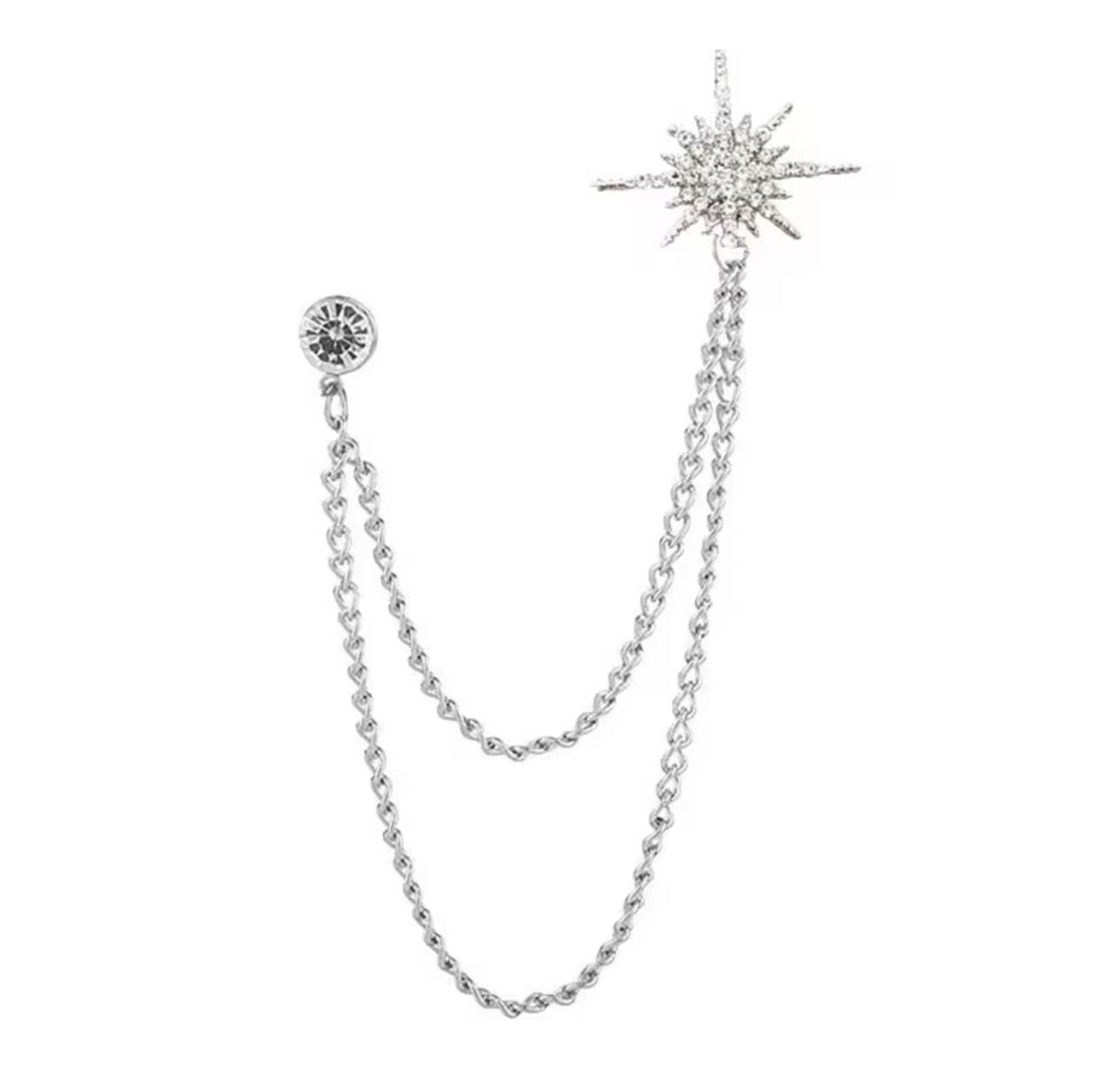 Broche Elegante Estrela com Strass
