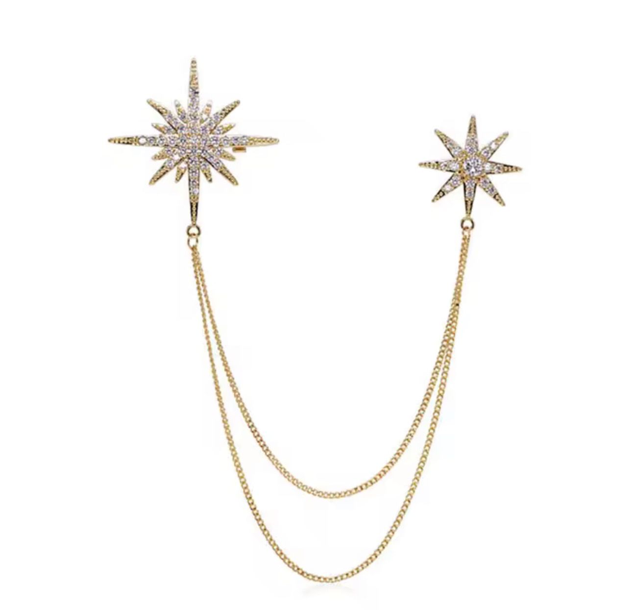 Broche Elegante Estrela com Strass