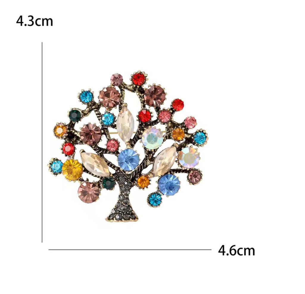 Broche Árvore da Fortuna Luxo com Strass Colorido