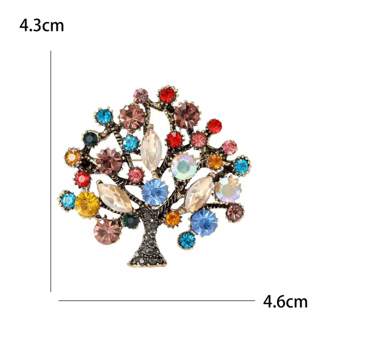 Broche Árvore da Fortuna Luxo com Strass Colorido