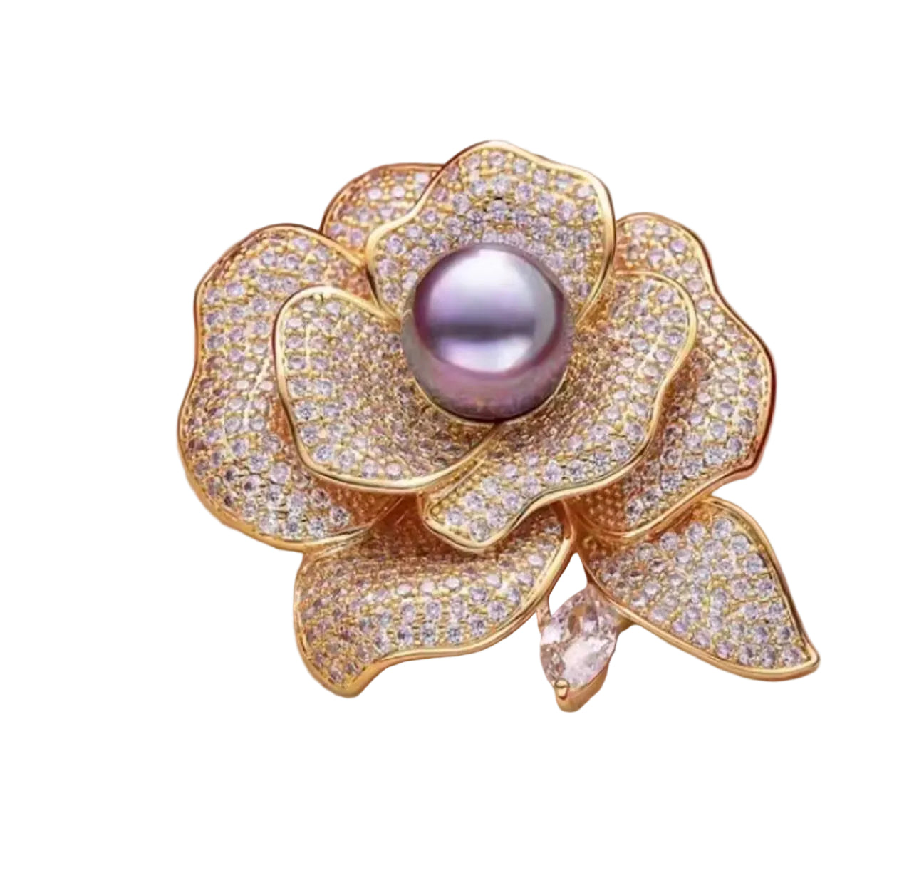 Broche Flor de Rosa com Strass Feminino