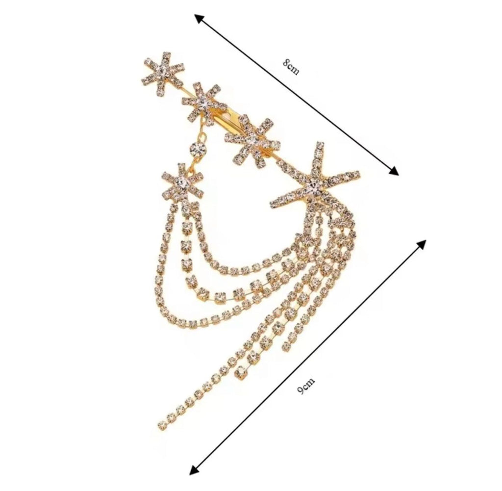 Broche Estrela com Cristais e Tassel Elegante para Ombro