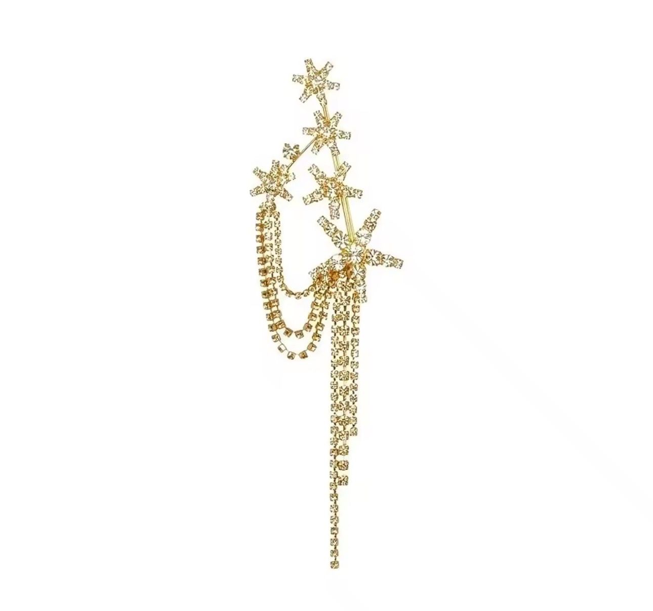Broche Estrela com Cristais e Tassel Elegante para Ombro