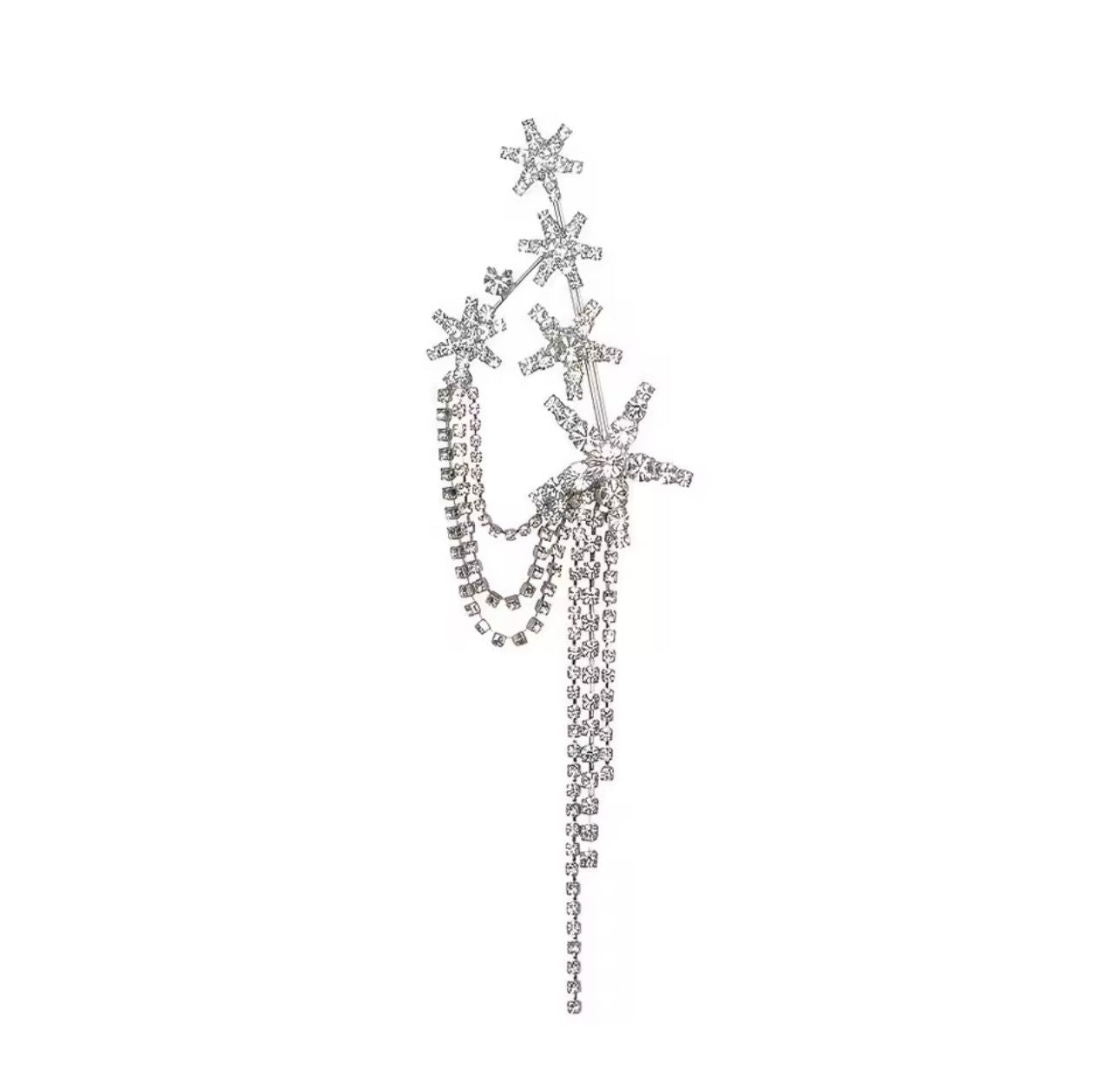 Broche Estrela com Cristais e Tassel Elegante para Ombro