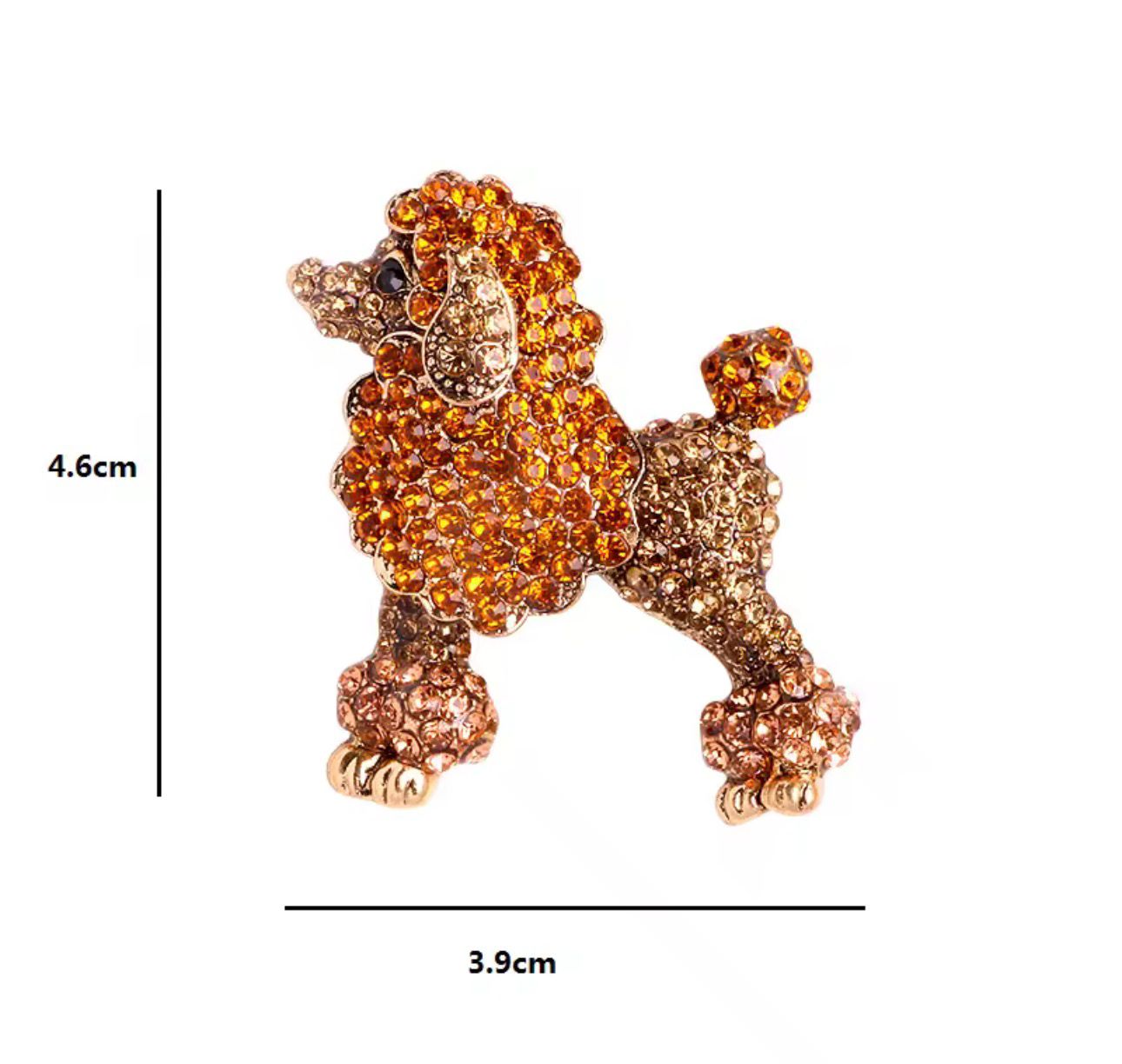 Broche de Cachorro em Metal com Cristais Brilhantes Luxo