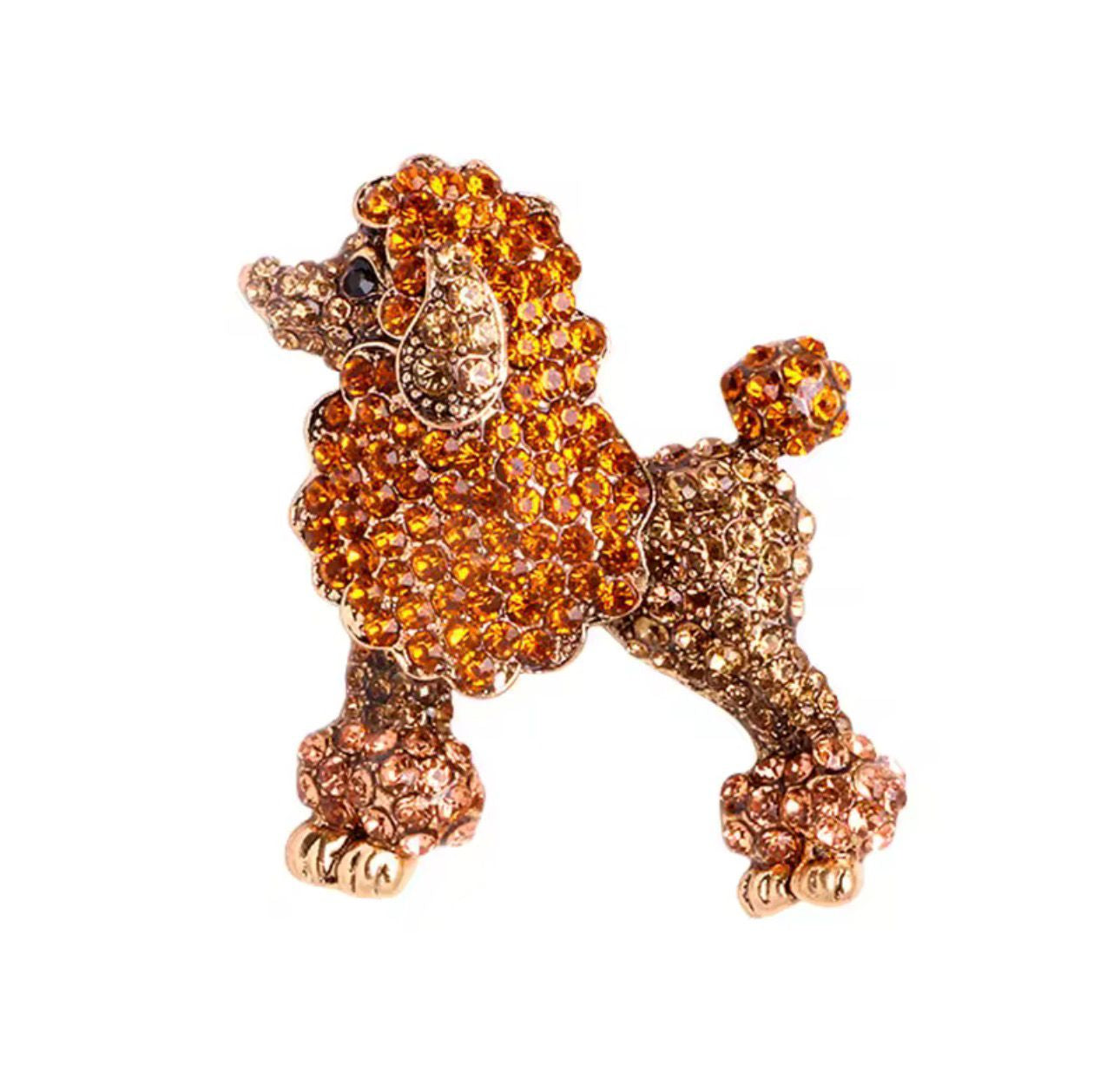 Broche de Cachorro em Metal com Cristais Brilhantes Luxo
