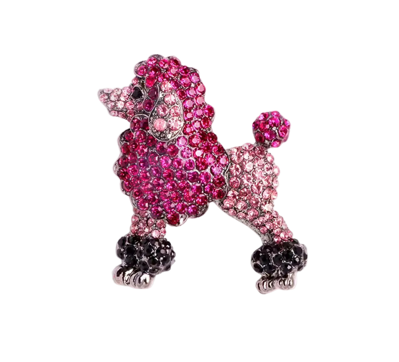 Broche de Cachorro em Metal com Cristais Brilhantes Luxo