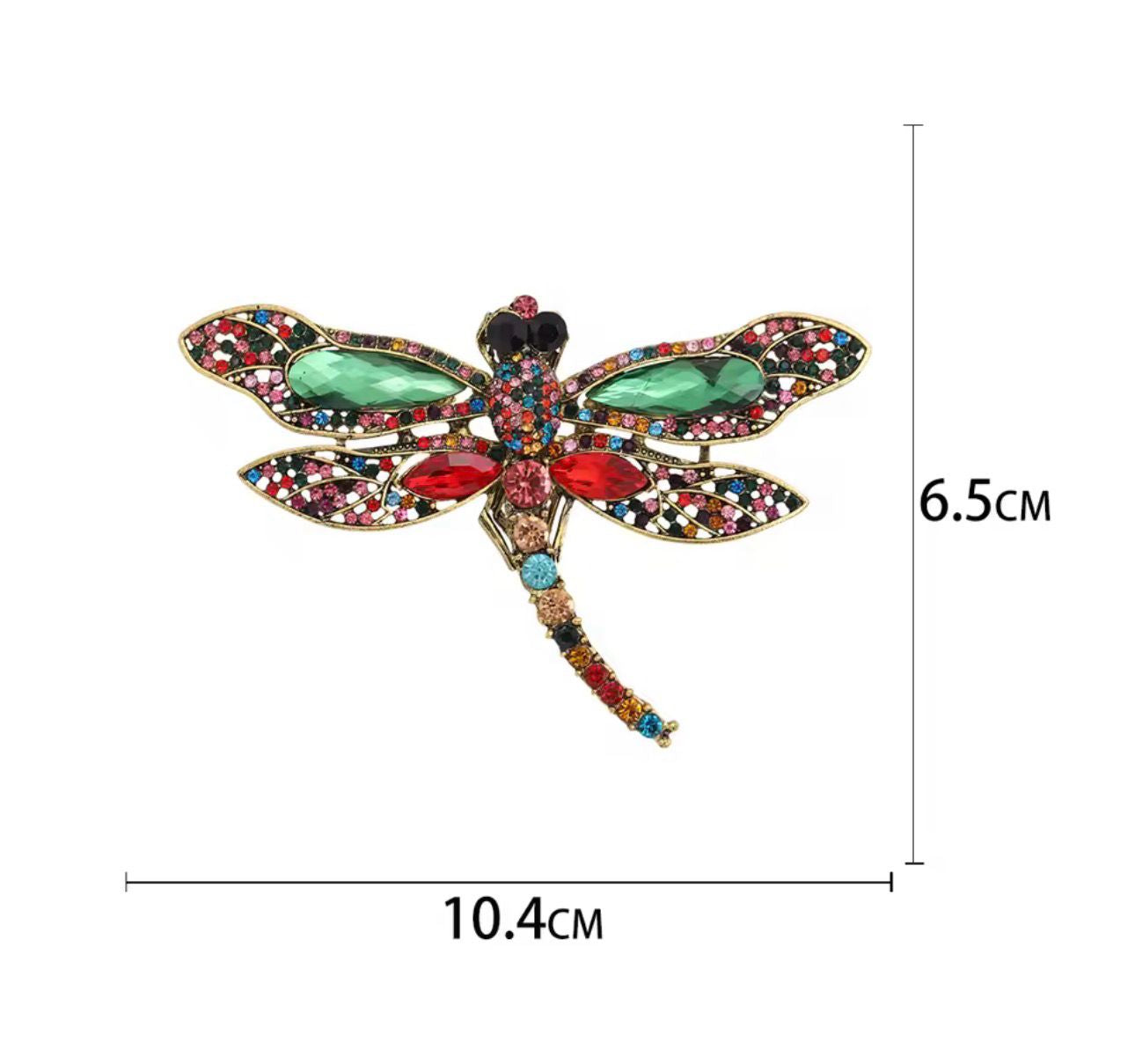 Broche Libélula Luxo com Pedrarias Coloridas