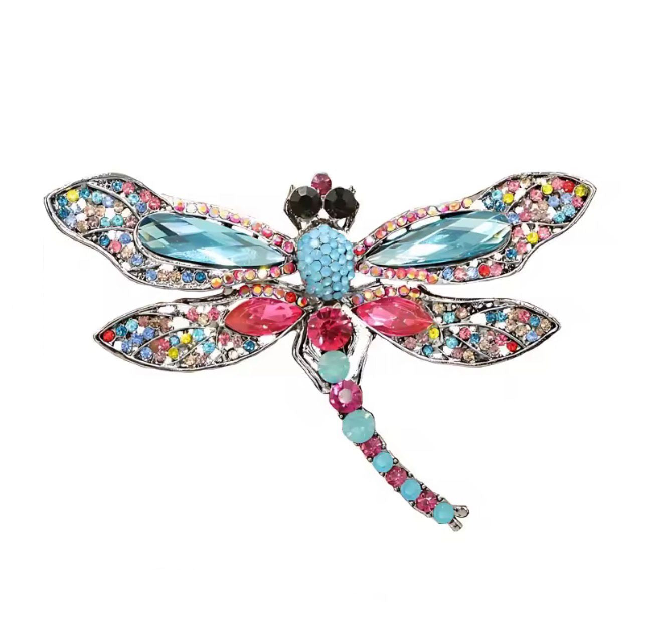 Broche Libélula Luxo com Pedrarias Coloridas
